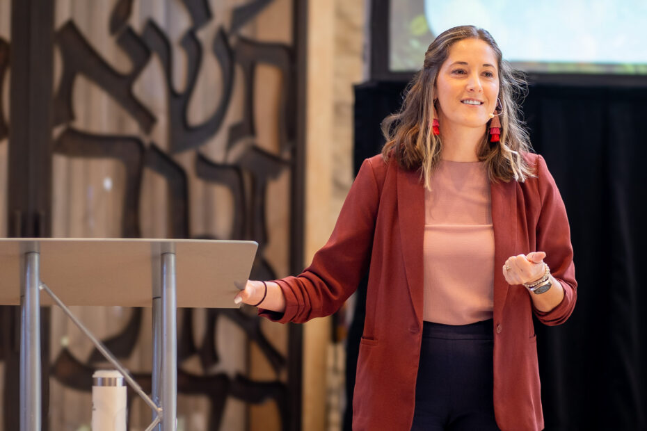 Marcie Dennisdelivers a message at The Gathering Place Church in Palm Beach Gardens