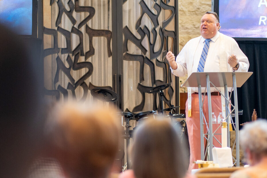 Mike Zdorowdelivers a message at The Gathering Place Church in Palm Beach Gardens