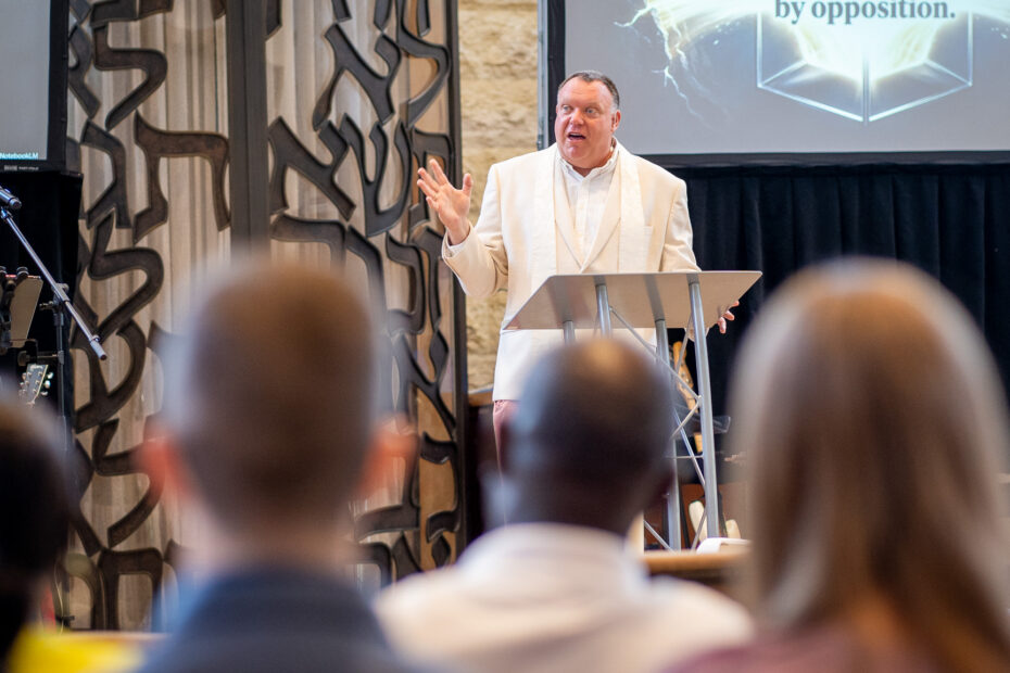 Mike Zdorowdelivers a message at The Gathering Place Church in Palm Beach Gardens