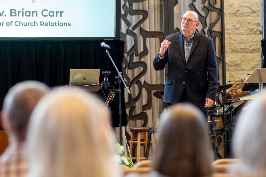 Brian Carrdelivers a message at The Gathering Place Church in Palm Beach Gardens
