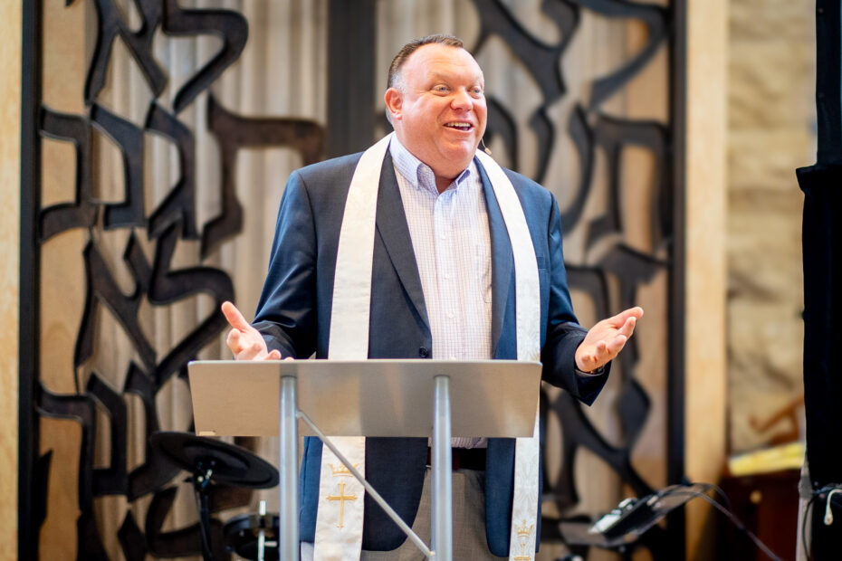 Mike Zdorowdelivers a message at The Gathering Place Church in Palm Beach Gardens