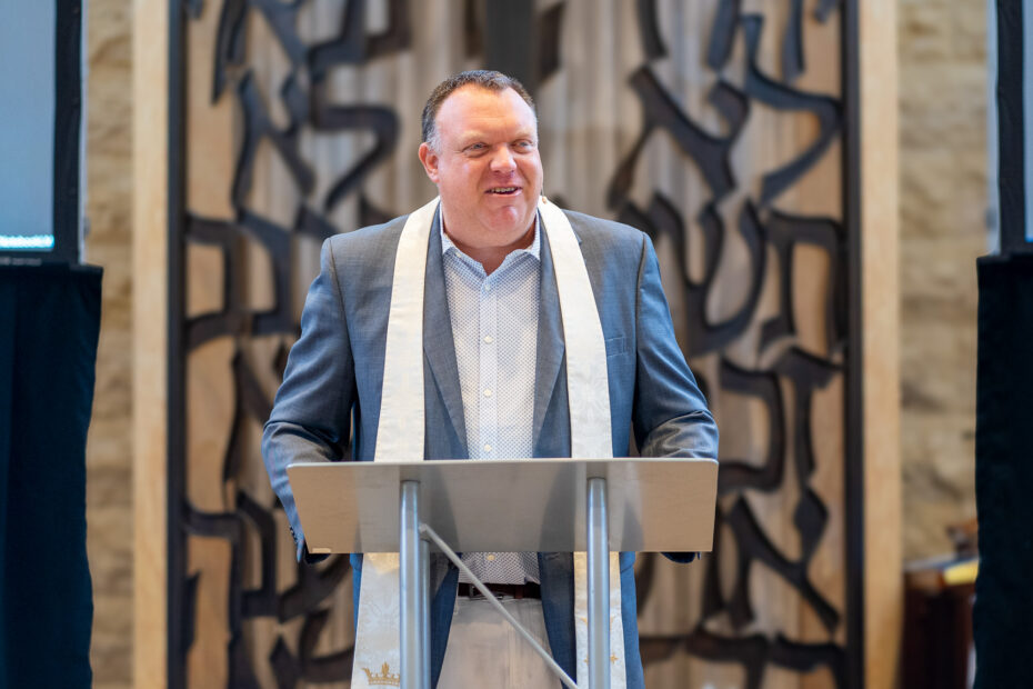 delivers a message at The Gathering Place Church in Palm Beach Gardens