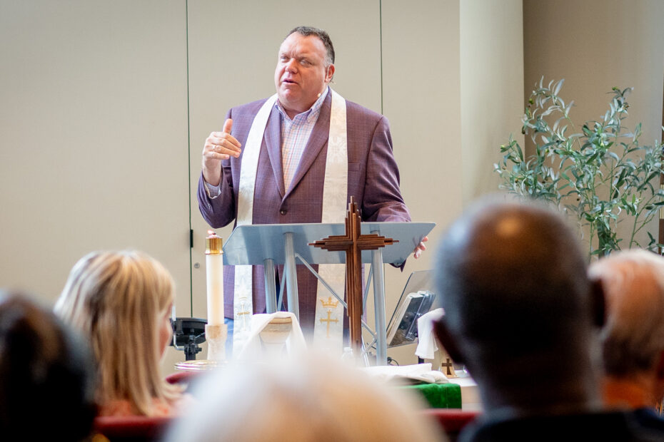 Mike Zdorrowdelivers a message at The Gathering Place Church in Palm Beach Gardens