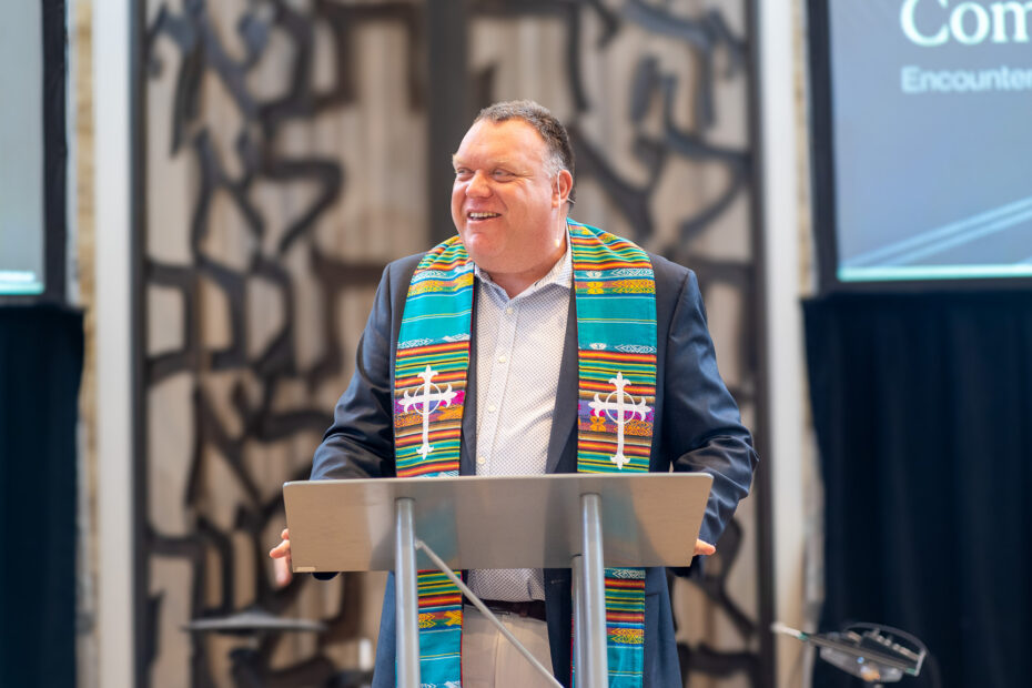 delivers a message at The Gathering Place Church in Palm Beach Gardens