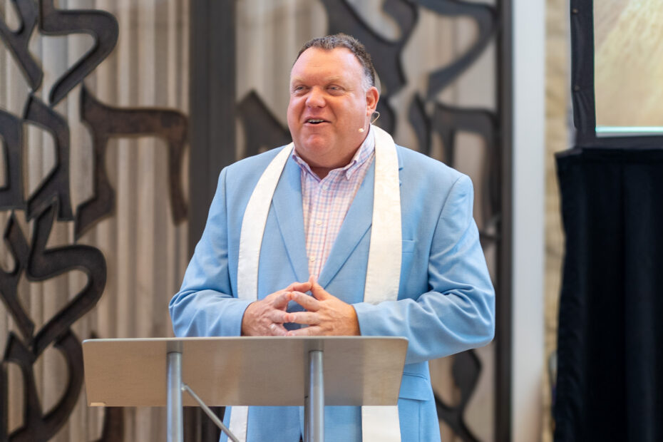 delivers a message at The Gathering Place Church in Palm Beach Gardens